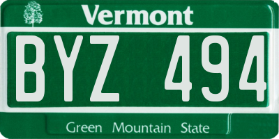 VT license plate BYZ494
