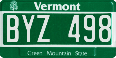 VT license plate BYZ498