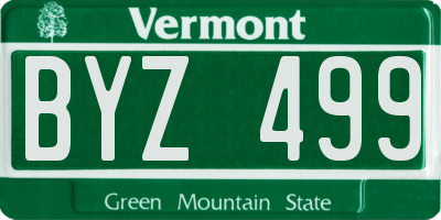 VT license plate BYZ499