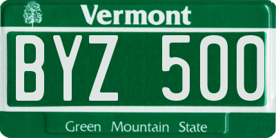 VT license plate BYZ500