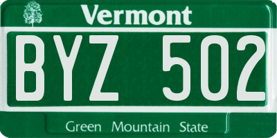 VT license plate BYZ502