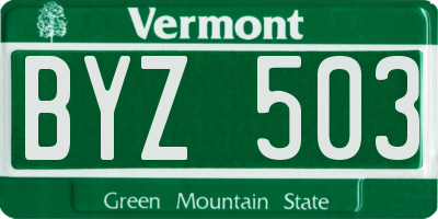 VT license plate BYZ503