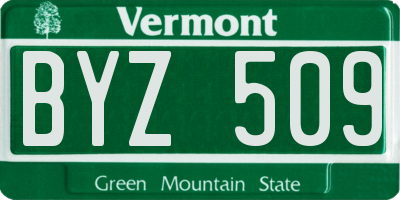 VT license plate BYZ509