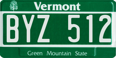VT license plate BYZ512