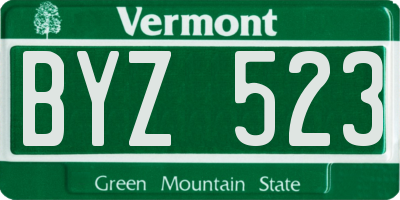 VT license plate BYZ523