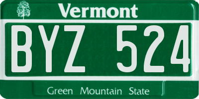 VT license plate BYZ524