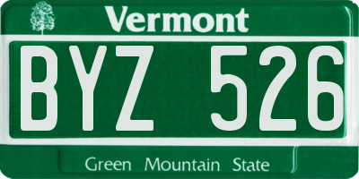 VT license plate BYZ526