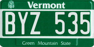 VT license plate BYZ535