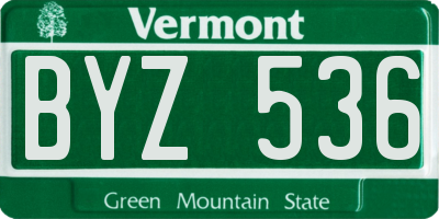 VT license plate BYZ536