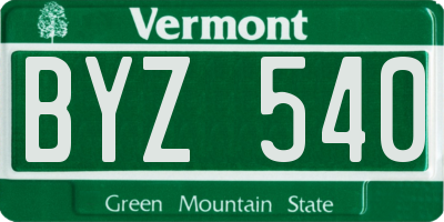 VT license plate BYZ540