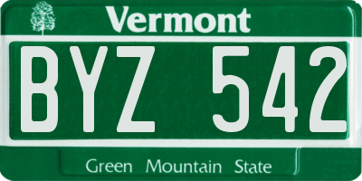 VT license plate BYZ542