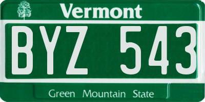 VT license plate BYZ543