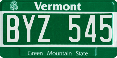 VT license plate BYZ545