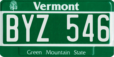 VT license plate BYZ546