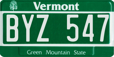 VT license plate BYZ547