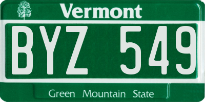 VT license plate BYZ549