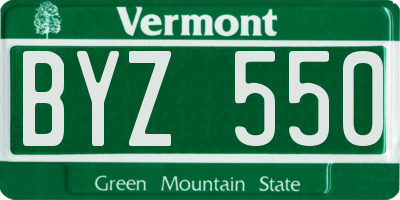 VT license plate BYZ550