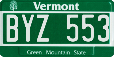 VT license plate BYZ553