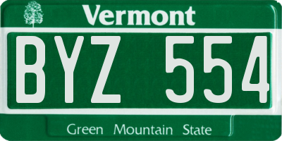 VT license plate BYZ554