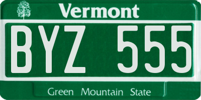 VT license plate BYZ555