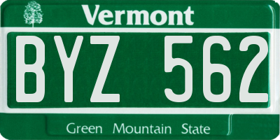 VT license plate BYZ562