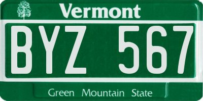 VT license plate BYZ567