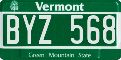 VT license plate BYZ568