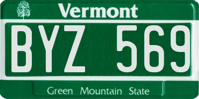 VT license plate BYZ569