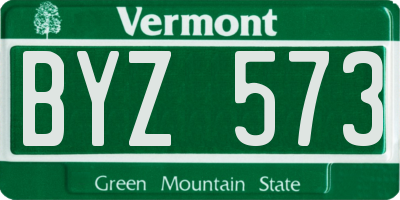 VT license plate BYZ573