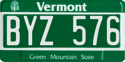 VT license plate BYZ576