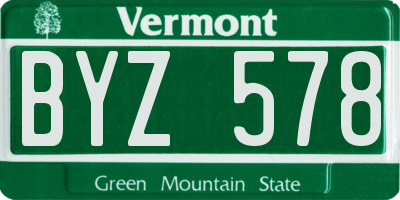 VT license plate BYZ578