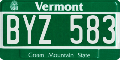 VT license plate BYZ583