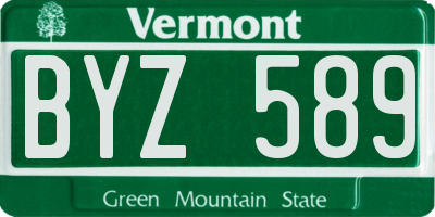 VT license plate BYZ589