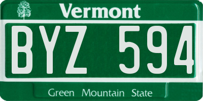 VT license plate BYZ594