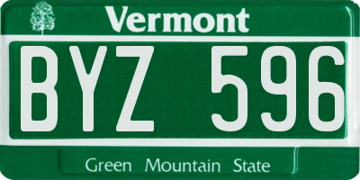 VT license plate BYZ596