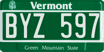 VT license plate BYZ597