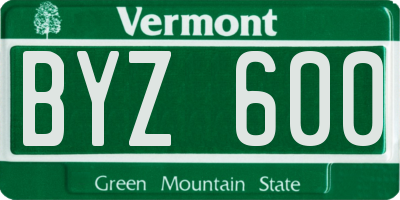 VT license plate BYZ600