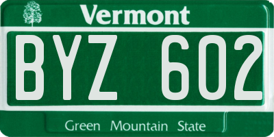 VT license plate BYZ602