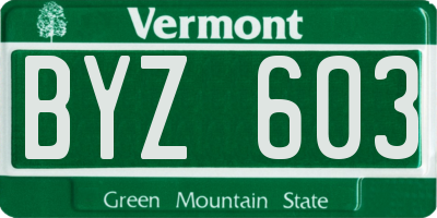 VT license plate BYZ603