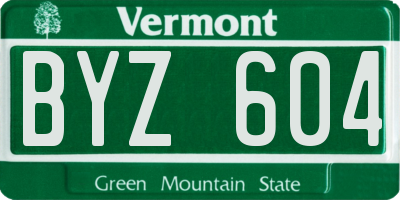 VT license plate BYZ604