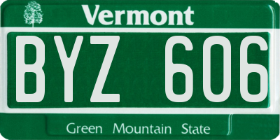 VT license plate BYZ606