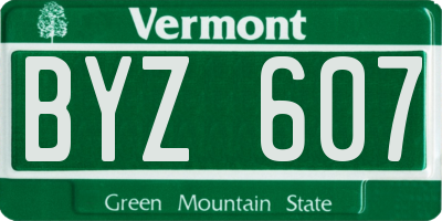 VT license plate BYZ607