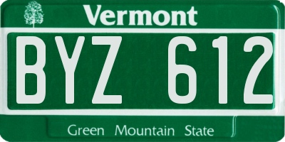 VT license plate BYZ612