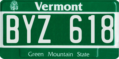 VT license plate BYZ618