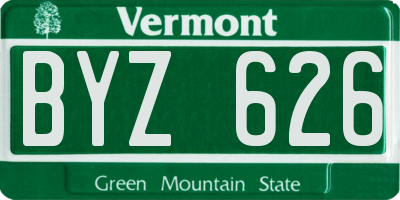 VT license plate BYZ626