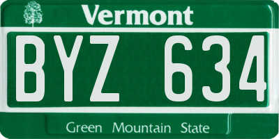 VT license plate BYZ634