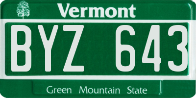 VT license plate BYZ643