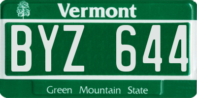 VT license plate BYZ644