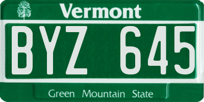 VT license plate BYZ645