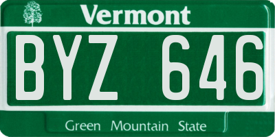 VT license plate BYZ646